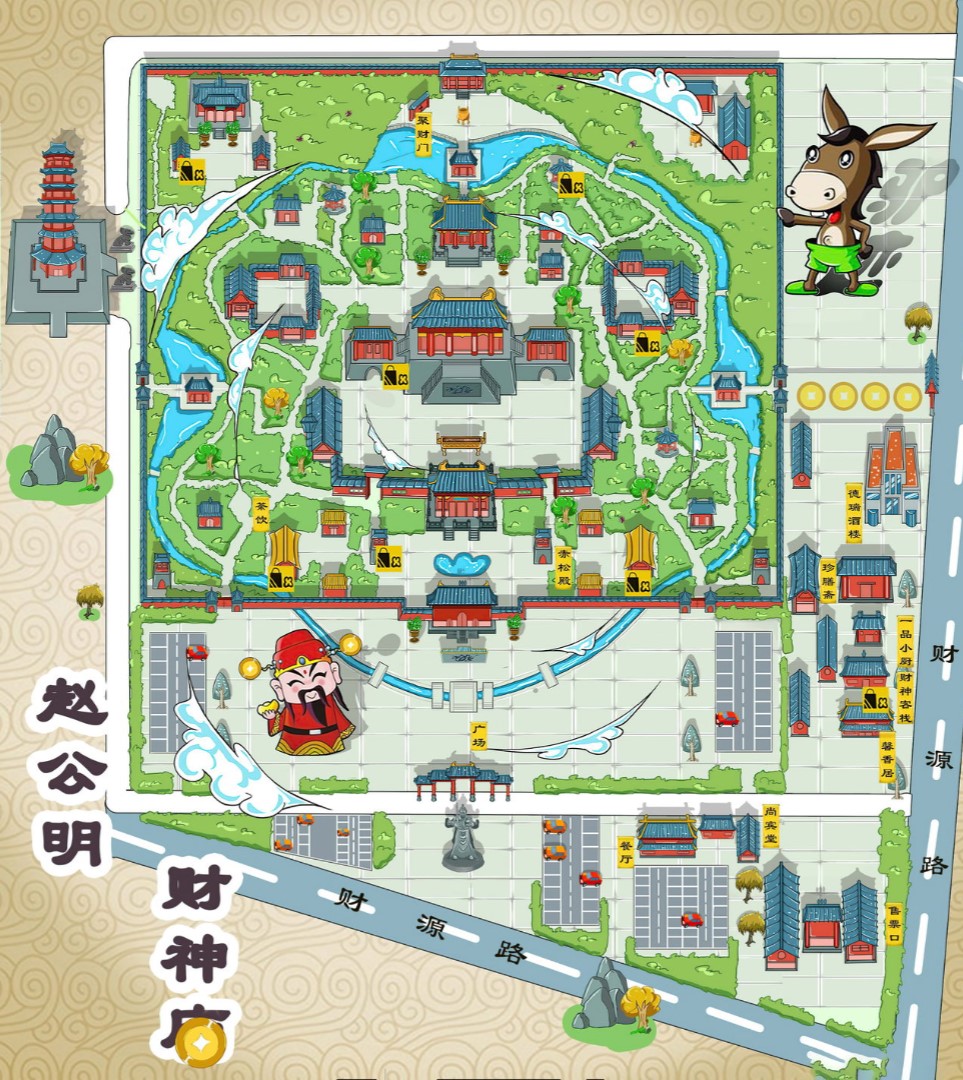 桓仁寺庙类手绘地图